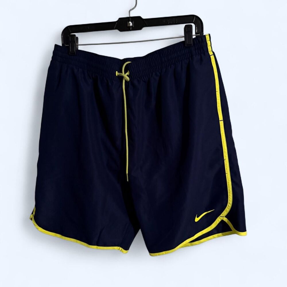 Nike Shorts Mens XL Navy Yellow Athletic Running Training Shorts Track